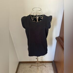 J.Crew Factory Black Ruffle Flutter Sleeve Top Black Size XS Style G7284